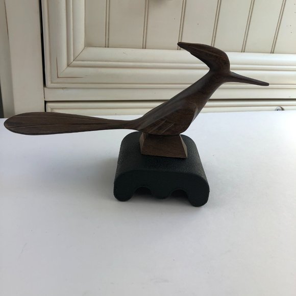 Vintage Hand Carved Wooden Road Runner Figurine Sculpture - RARE Contemporary - Picture 3 of 14